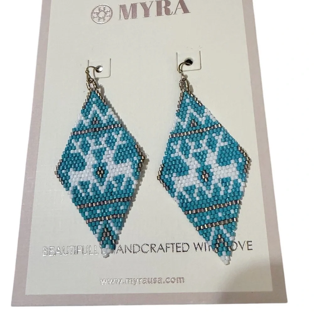 Myra Bag Turquoise and White‎ Geometric Earrings